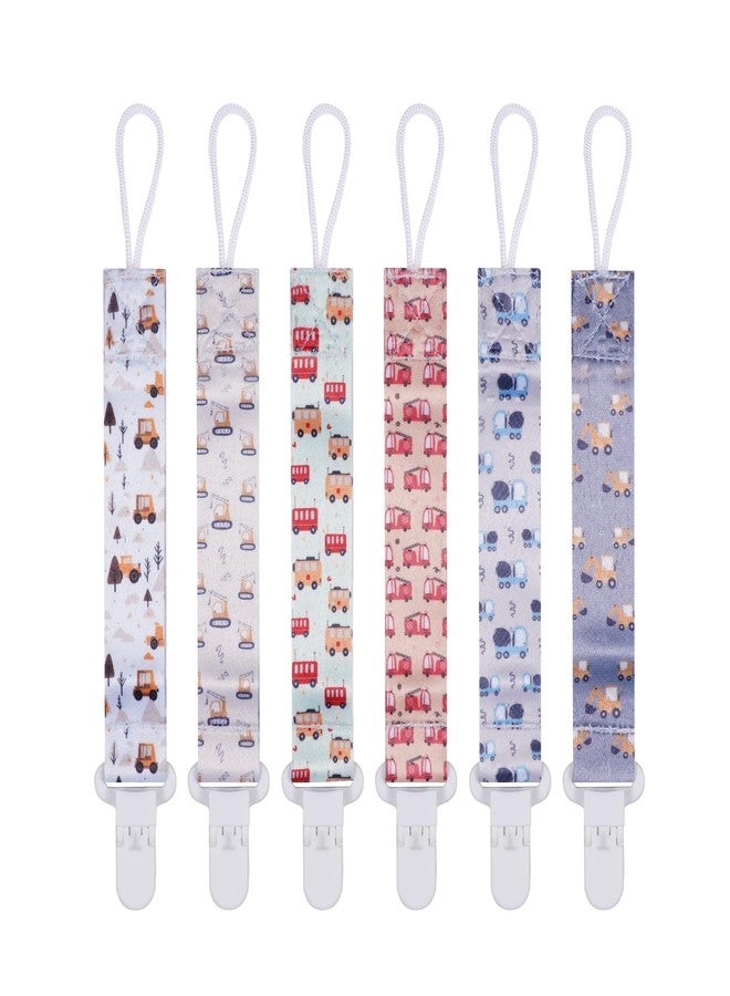 AmazingM Baby Pacifier Clip,Paci Leash Binky Clips for Baby Boys and Girls,Newborn Essentials,Pack of 6 Gift Set. (Construction Truck) - Image 1